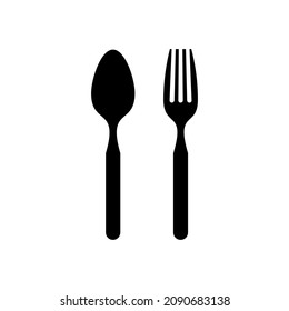 spoon and fork icon illustration design, silhouette of spoon and fork template vector