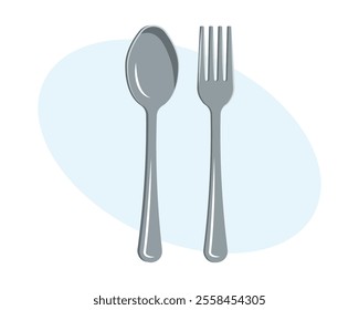 Spoon and fork icon. Illustration of a set of cutlery. Vector illustration