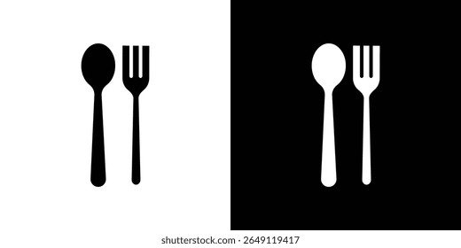 spoon and fork icon Isolated flat vector in outline