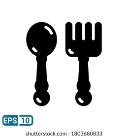 icono de cuchara y tenedor aislado en fondo blanco. ilustración vectorial en estilo glifo. EPS 10
