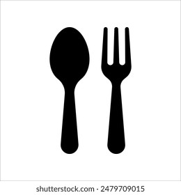 Spoon and fork icon isolated on white background.