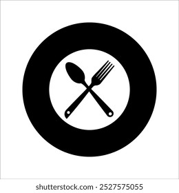 Icono de cuchara y tenedor aislado sobre fondo blanco.