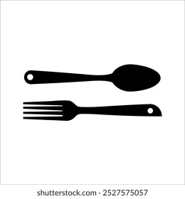 Ícone de colher e bifurcação isolado no fundo branco.