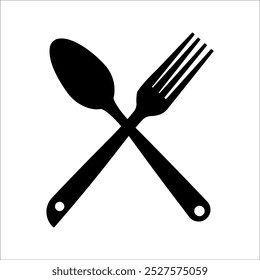 Icono de cuchara y tenedor aislado sobre fondo blanco.