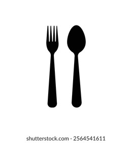 Spoon and fork icon isolated on white background.