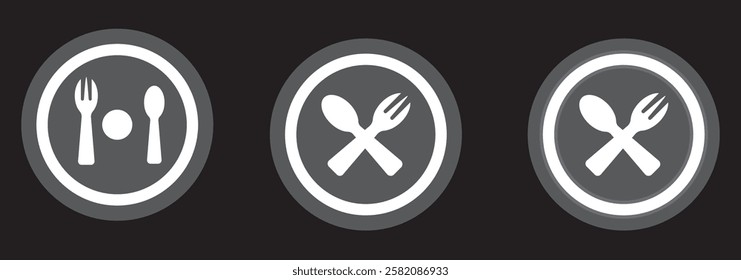 Spoon and fork icon isolated on white background.