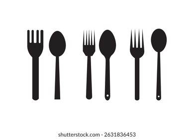 Spoon and fork icon isolated on white background.