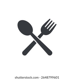 Spoon and fork icon isolated on white background.