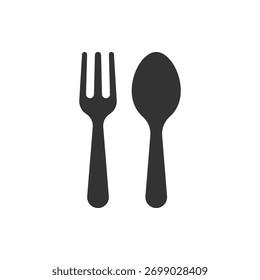 Icono de cuchara y tenedor aislado sobre fondo blanco.