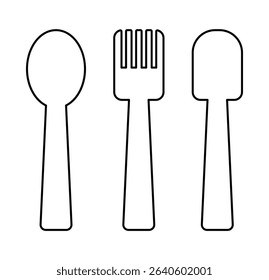 Spoon and fork icon isolated. Tableware icon. Menu symbol. Restaurant business concept. Cutlery and crockery sign. Vector illustration
