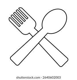 Spoon and fork icon isolated. Tableware icon. Menu symbol. Restaurant business concept. Cutlery and crockery sign. Vector illustration