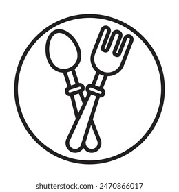 Spoon and Fork Icon line art vector