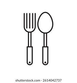 spoon and fork icon line art vector