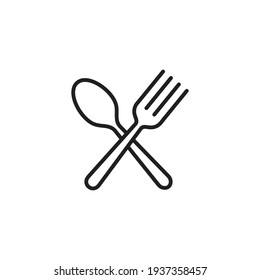 Spoon and fork icon in line style, restaurant business concept, vector illustration