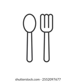 Spoon and fork icon. line style vector icon.