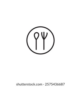 spoon and fork icon line vector illustration