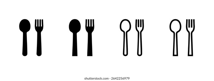 colher e garfo ícone logotipo design. colher, garfo e faca ícone vetor. sinal de restaurante e símbolo