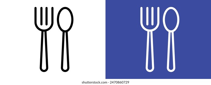 Spoon and Fork Icon logo set vector