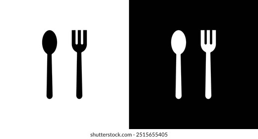 spoon and fork icon logo set vector