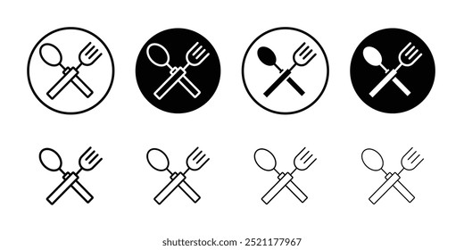 Spoon and fork icon logo set vector