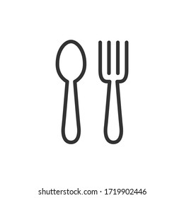 Spoon and Fork Icon. Lunch, dinner symbol. Vector Illustration.