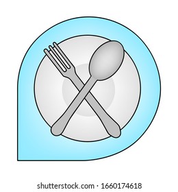 icono de cuchara y tenedor en un fondo de placa. El concepto de establecimientos de restauración. ilustración vectorial.