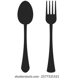 Spoon and fork icon on transparent background. Cutlery icon