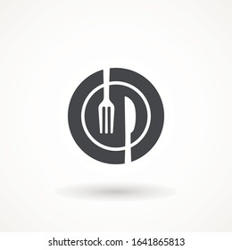 Spoon and fork icon on white background