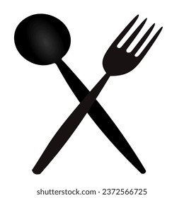Löffel- und Gabelsymbol auf weißem Hintergrund, Vektorgrafik.
