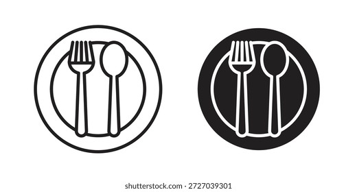 Spoon and Fork icon on white background. Stock vector icon