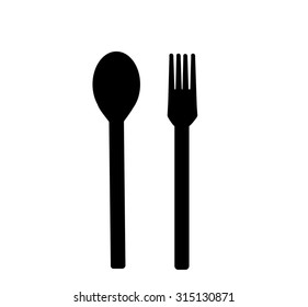 the spoon and fork icon on white background