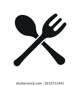 Spoon and fork icon represents everyday dining, essential tableware, and simple culinary moments.

