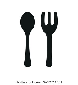 Spoon and fork icon represents everyday dining, essential tableware, and simple culinary moments.

