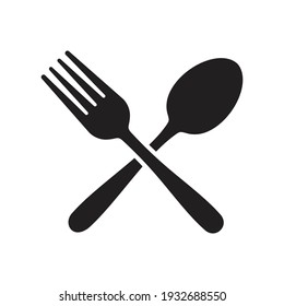 Spoon and fork icon, restaurant business concept, vector illustration