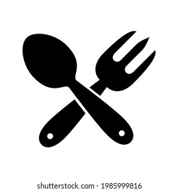 Spoon and fork icon, restaurant business concept, vector illustration