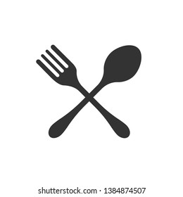 Spoon & Fork Icon. Restaurant, Canteen, Cutlery or Foodcourt Illustrationt As A Simple Vector Sign & Trendy Symbol for Design and Websites, Presentation or Mobile Application.