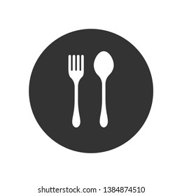 Spoon & Fork Icon. Restaurant, Canteen, Cutlery or Foodcourt Illustrationt As A Simple Vector Sign & Trendy Symbol for Design and Websites, Presentation or Mobile Application.