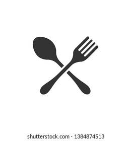 Spoon & Fork Icon. Restaurant, Canteen, Cutlery or Foodcourt Illustrationt As A Simple Vector Sign & Trendy Symbol for Design and Websites, Presentation or Mobile Application.