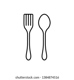 Spoon & Fork Icon. Restaurant, Canteen, Cutlery or Foodcourt Illustrationt As A Simple Vector Sign & Trendy Symbol for Design and Websites, Presentation or Mobile Application.