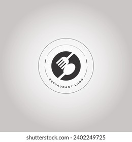 Spoon and fork icon restaurant logo, modern concept of lines.