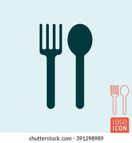 Spoon and fork icon. Restaurant symbol. Cutlery icon isolated. Vector illustration