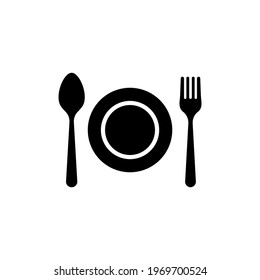 Spoon and Fork icon. Restaurant icon in trendy flat design