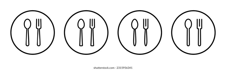 ilustración de conjunto de iconos de cuchara y tenedor. vector de icono de cuchara, tenedor y cuchillo. signo y símbolo del restaurante