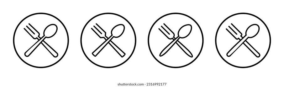 spoon and fork icon set illustration. spoon, fork and knife icon vector. restaurant sign and symbol