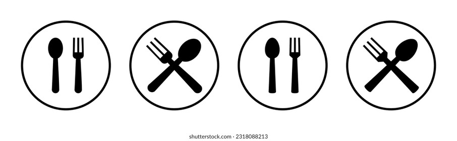 spoon and fork icon set illustration. spoon, fork and knife icon vector. restaurant sign and symbol