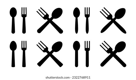 spoon and fork icon set illustration. spoon, fork and knife icon vector. restaurant sign and symbol