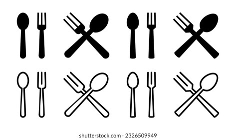 spoon and fork icon set illustration. spoon, fork and knife icon vector. restaurant sign and symbol