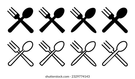 spoon and fork icon set illustration. spoon, fork and knife icon vector. restaurant sign and symbol