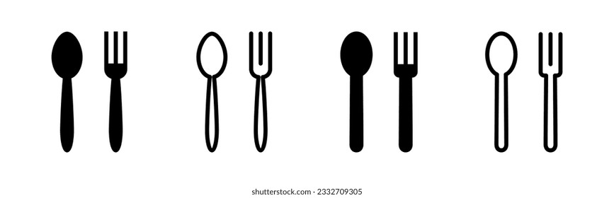 ilustración de conjunto de iconos de cuchara y tenedor. vector de icono de cuchara, tenedor y cuchillo. signo y símbolo del restaurante