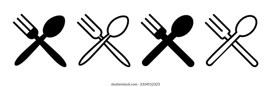 ilustración de conjunto de iconos de cuchara y tenedor. vector de icono de cuchara, tenedor y cuchillo. signo y símbolo del restaurante